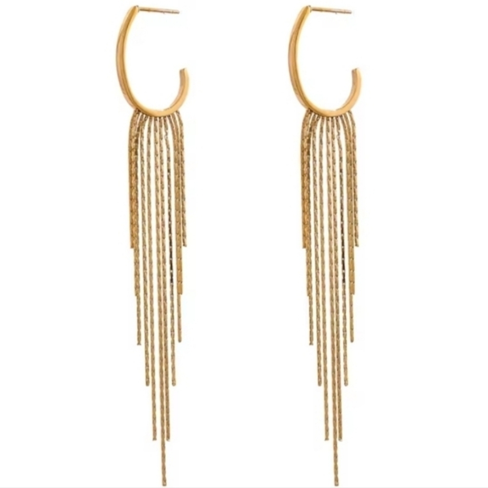 New! Gold Chain Hoop Earrings 18k Gold Plated | ( 2010 ) NWOT